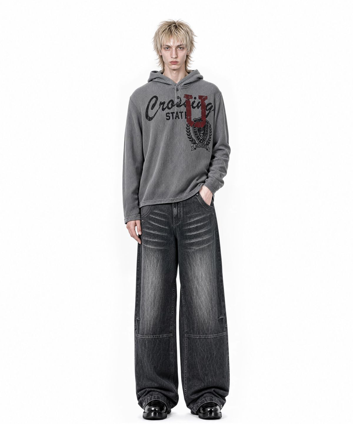아이돈워너셀(IDWS) Glyph Patch Denim Pants Black