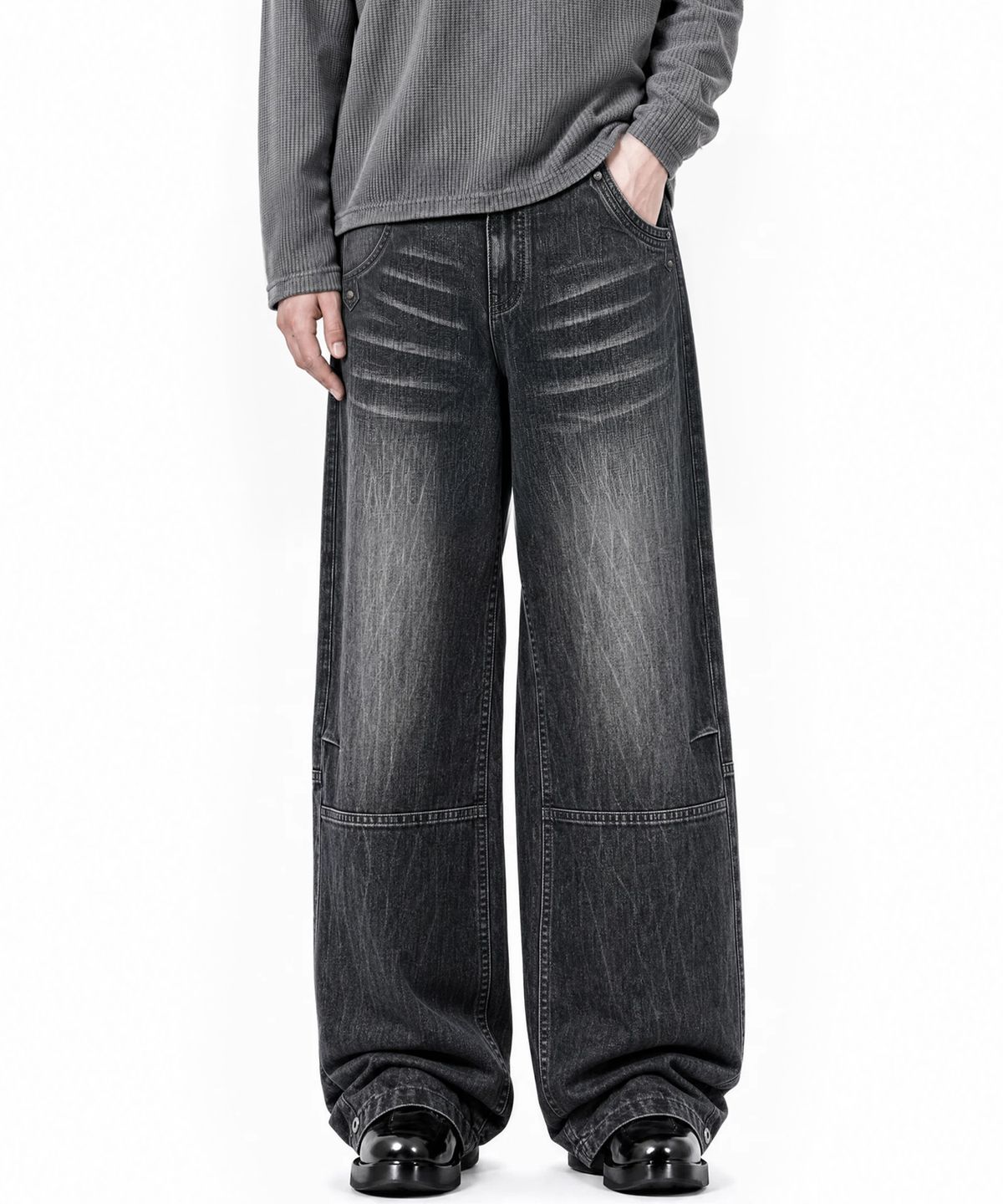 아이돈워너셀(IDWS) Glyph Patch Denim Pants Black