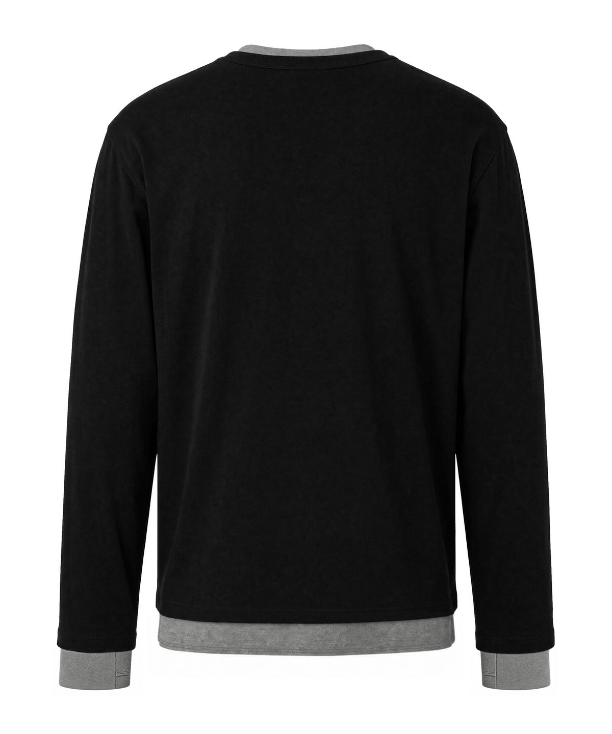 아이돈워너셀(IDWS) Layered Henley Neck Long Sleeve Black
