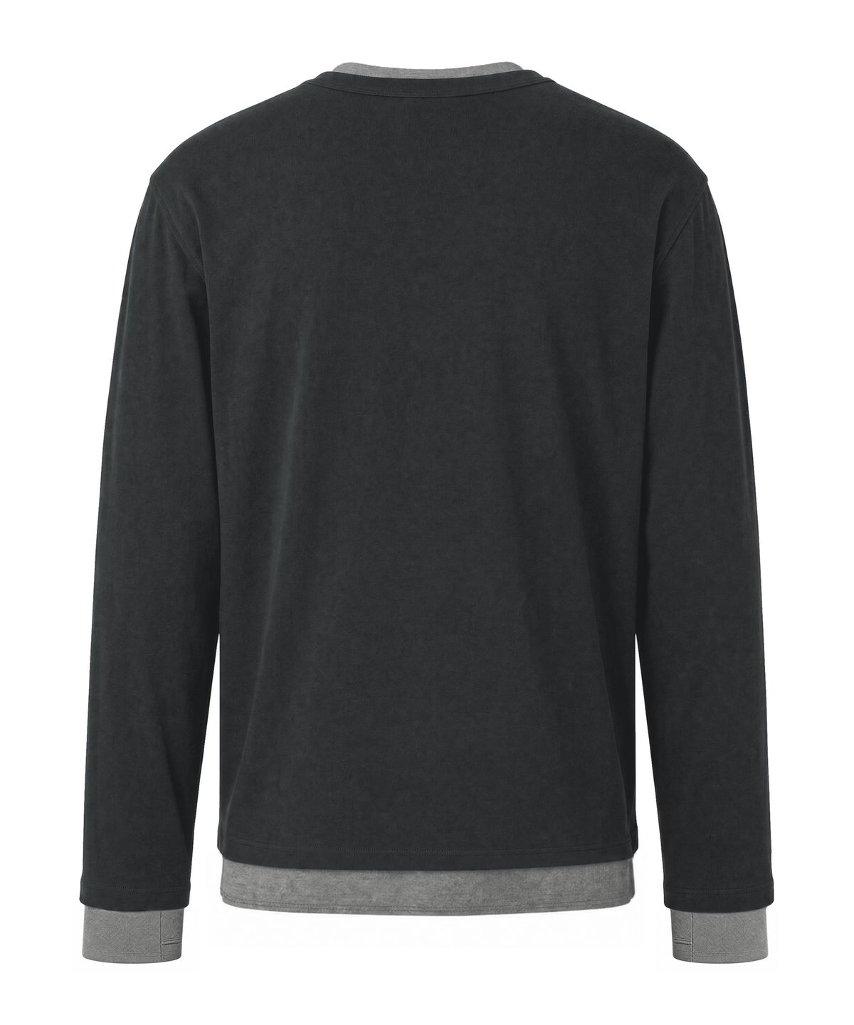 아이돈워너셀(IDWS) Layered Henley Neck Long Sleeve Charcoal