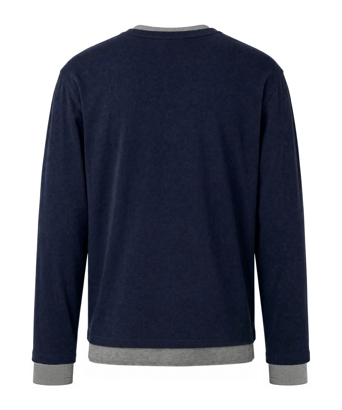 아이돈워너셀(IDWS) Layered Henley Neck Long Sleeve Navy