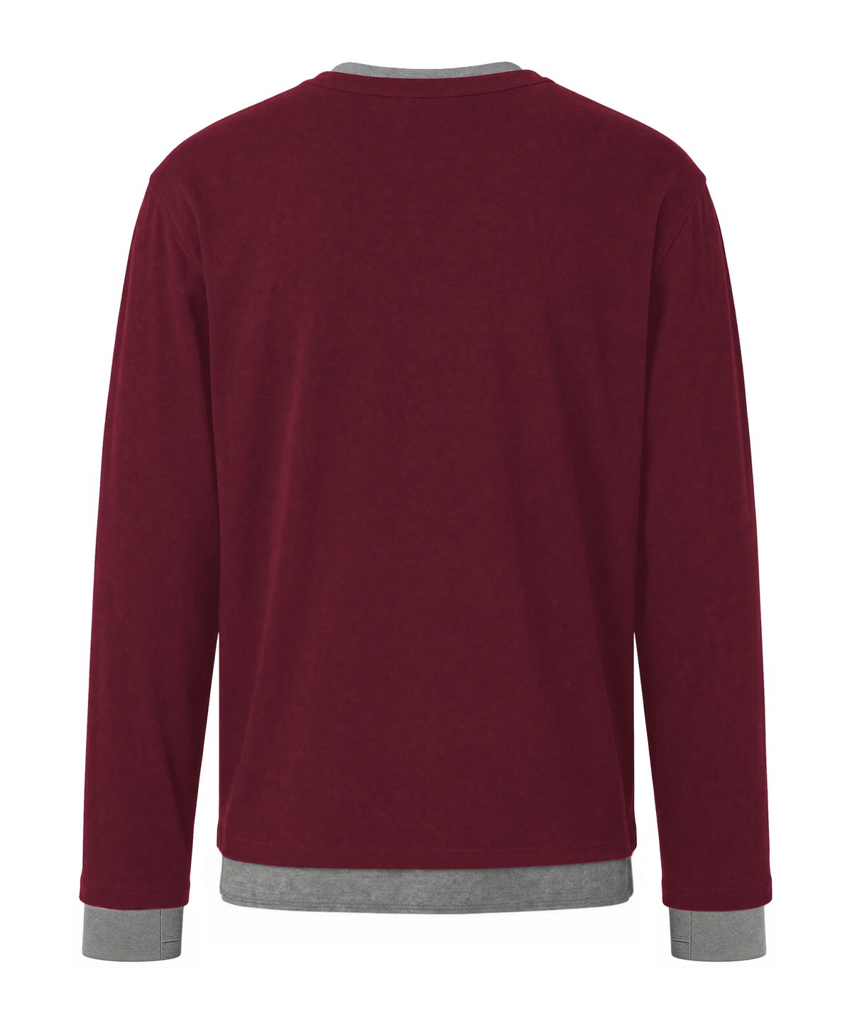 아이돈워너셀(IDWS) Layered Henley Neck Long Sleeve Burgundy