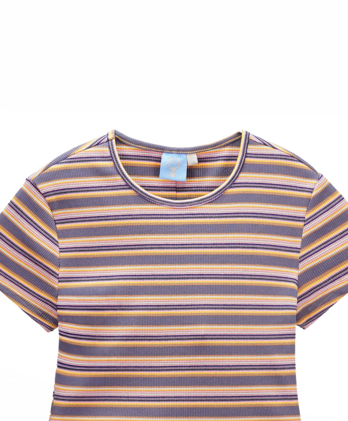 누크피터(NUUKFITTER) SLIM CROP STRIPE T-SHIRT_WOMEN [ORANGE] 크롭 스트라이프 티셔츠 오렌지