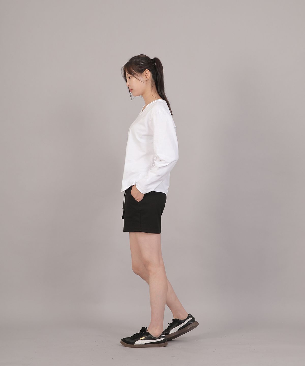 세인트크루(SAINTCREW) 미니멀 코어 포인트밴드 숏팬츠 CBW-386 그레이블랙