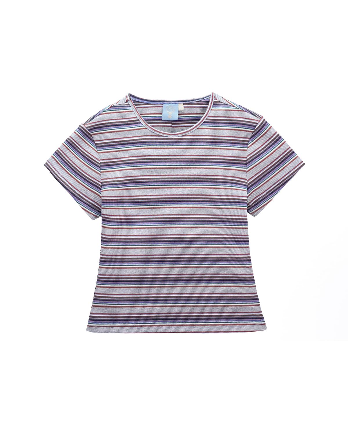 누크피터(NUUKFITTER) SLIM CROP STRIPE T-SHIRT_WOMEN [GRAY] 크롭 스트라이프 티셔츠 그레이