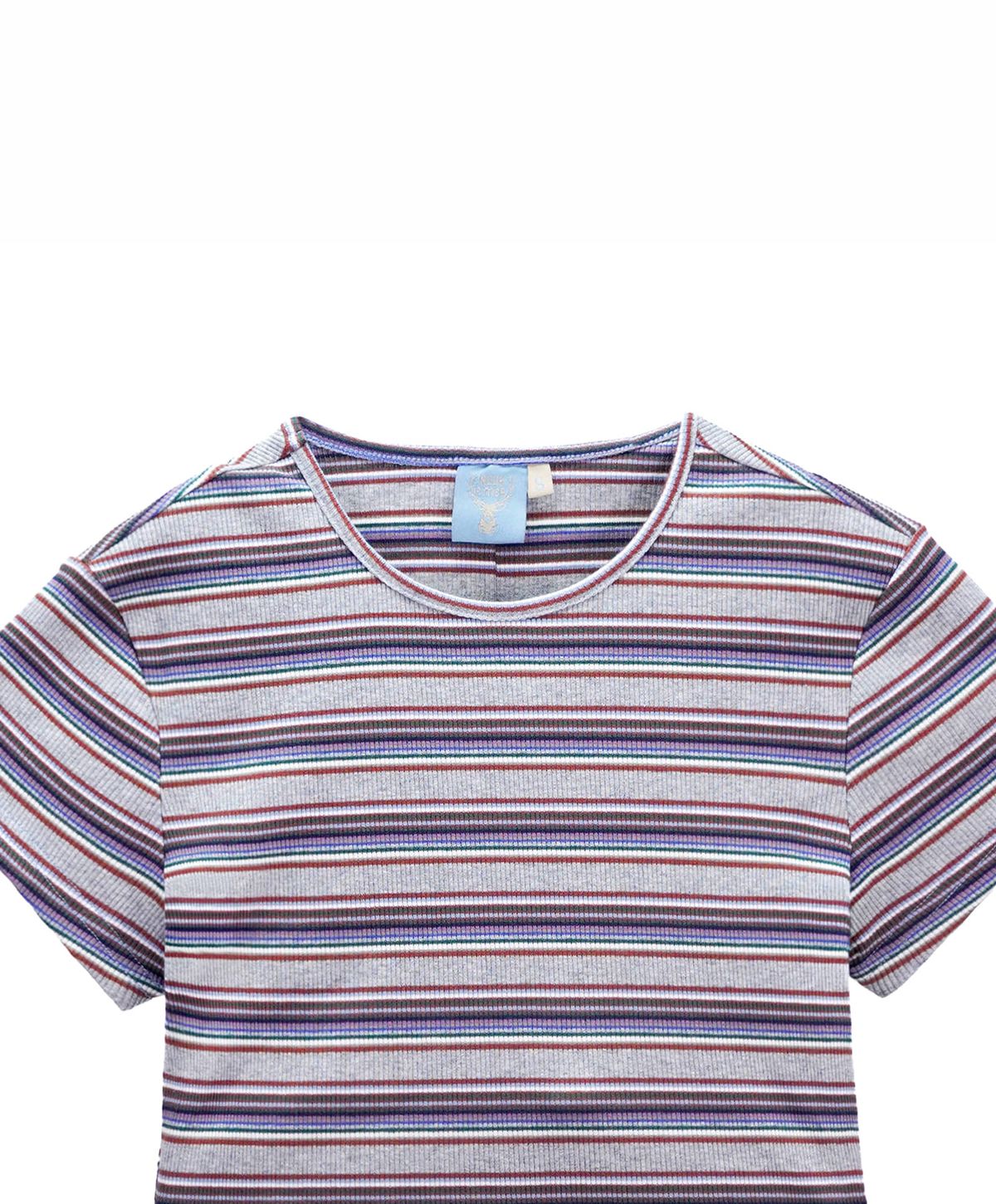누크피터(NUUKFITTER) SLIM CROP STRIPE T-SHIRT_WOMEN [GRAY] 크롭 스트라이프 티셔츠 그레이