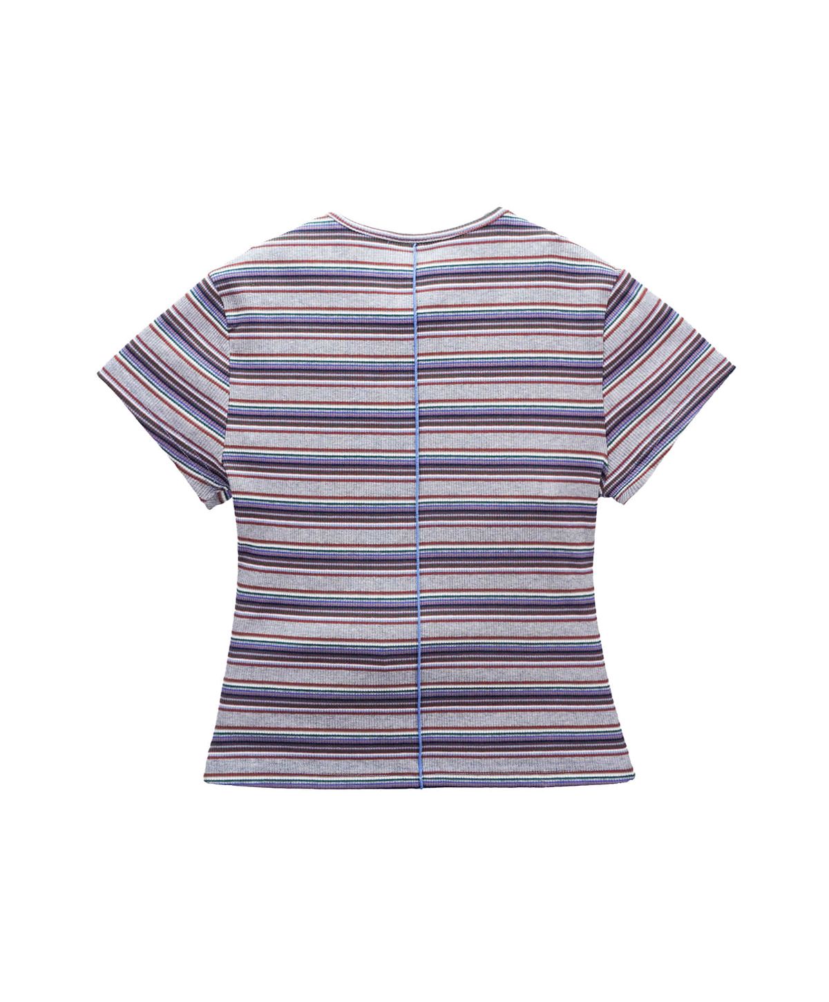 누크피터(NUUKFITTER) SLIM CROP STRIPE T-SHIRT_WOMEN [GRAY] 크롭 스트라이프 티셔츠 그레이