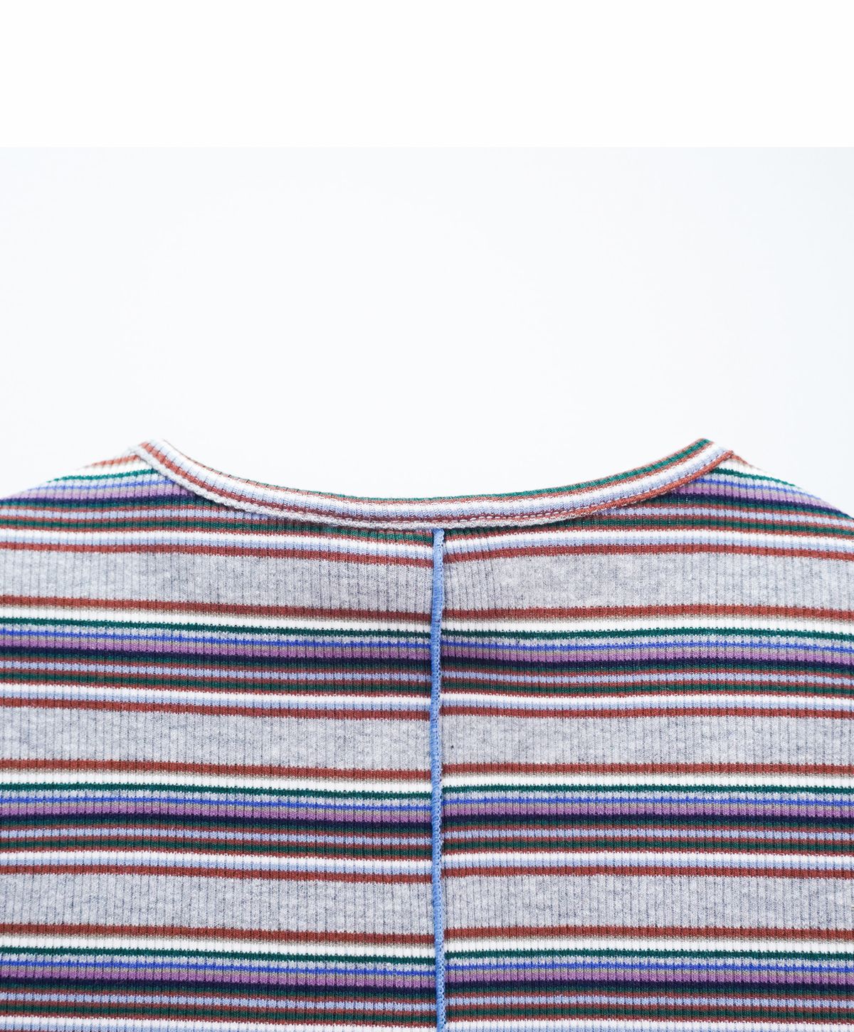 누크피터(NUUKFITTER) SLIM CROP STRIPE T-SHIRT_WOMEN [GRAY] 크롭 스트라이프 티셔츠 그레이
