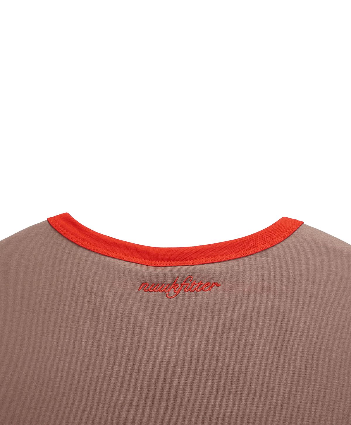 누크피터(NUUKFITTER) YATTO RINGER T-SHIRT [BROWN] 야토 고양이 그래픽 링거 티셔츠 브라운