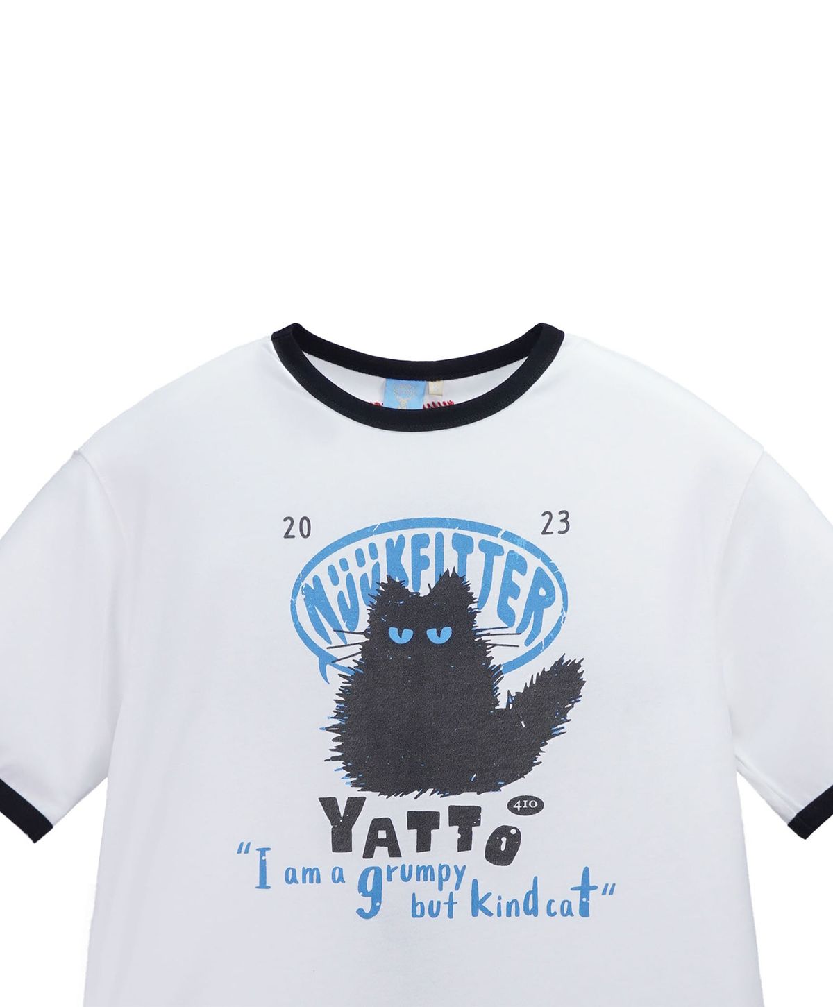 누크피터(NUUKFITTER) YATTO RINGER T-SHIRT [WHITE] 야토 고양이 그래픽 링거 티셔츠 화이트