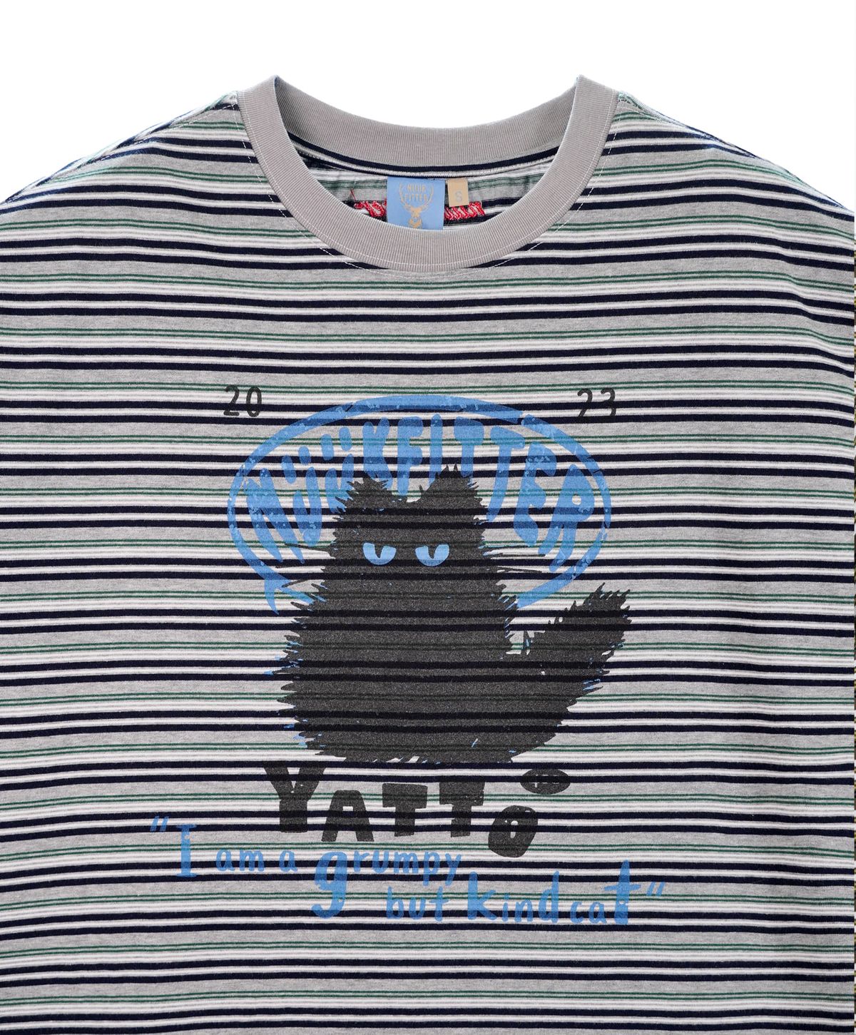 누크피터(NUUKFITTER) YATTO STRIPE T-SHIRT [MELANGE GRAY] 야토 스트라이프 그래픽 티셔츠 멜란지그레이