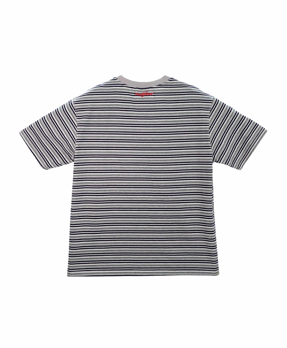 누크피터(NUUKFITTER) YATTO STRIPE T-SHIRT [MELANGE GRAY] 야토 스트라이프 그래픽 티셔츠 멜란지그레이