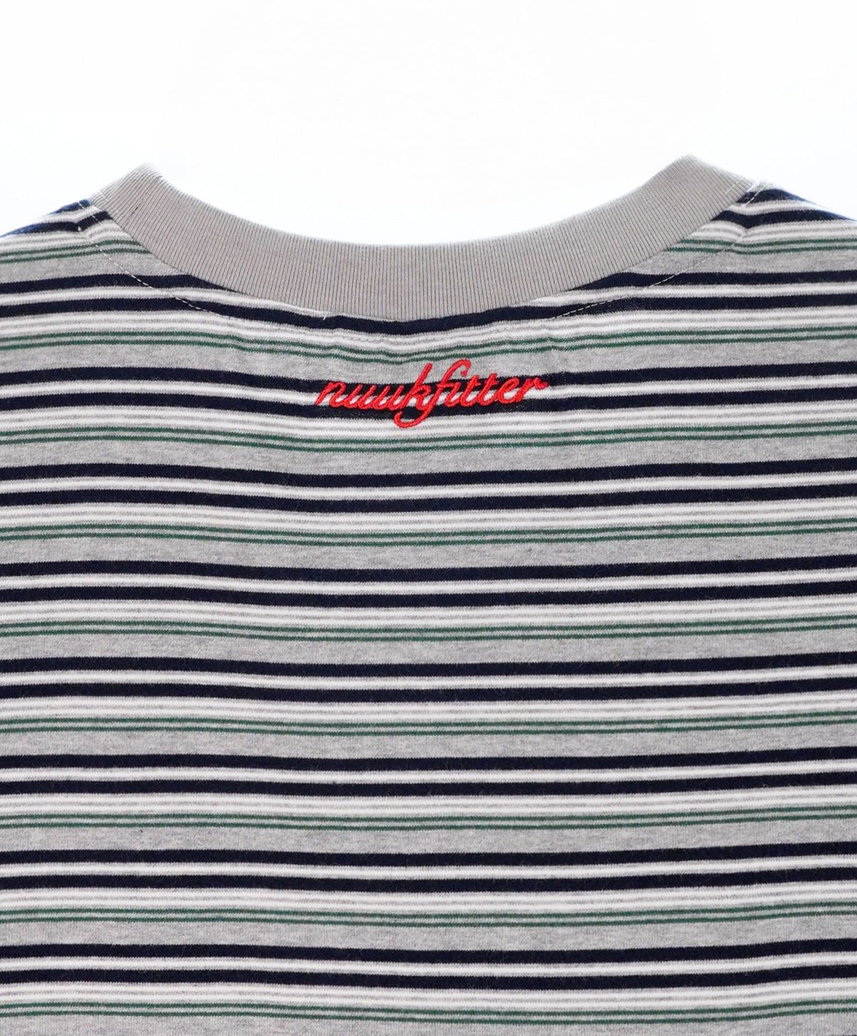누크피터(NUUKFITTER) YATTO STRIPE T-SHIRT [MELANGE GRAY] 야토 스트라이프 그래픽 티셔츠 멜란지그레이