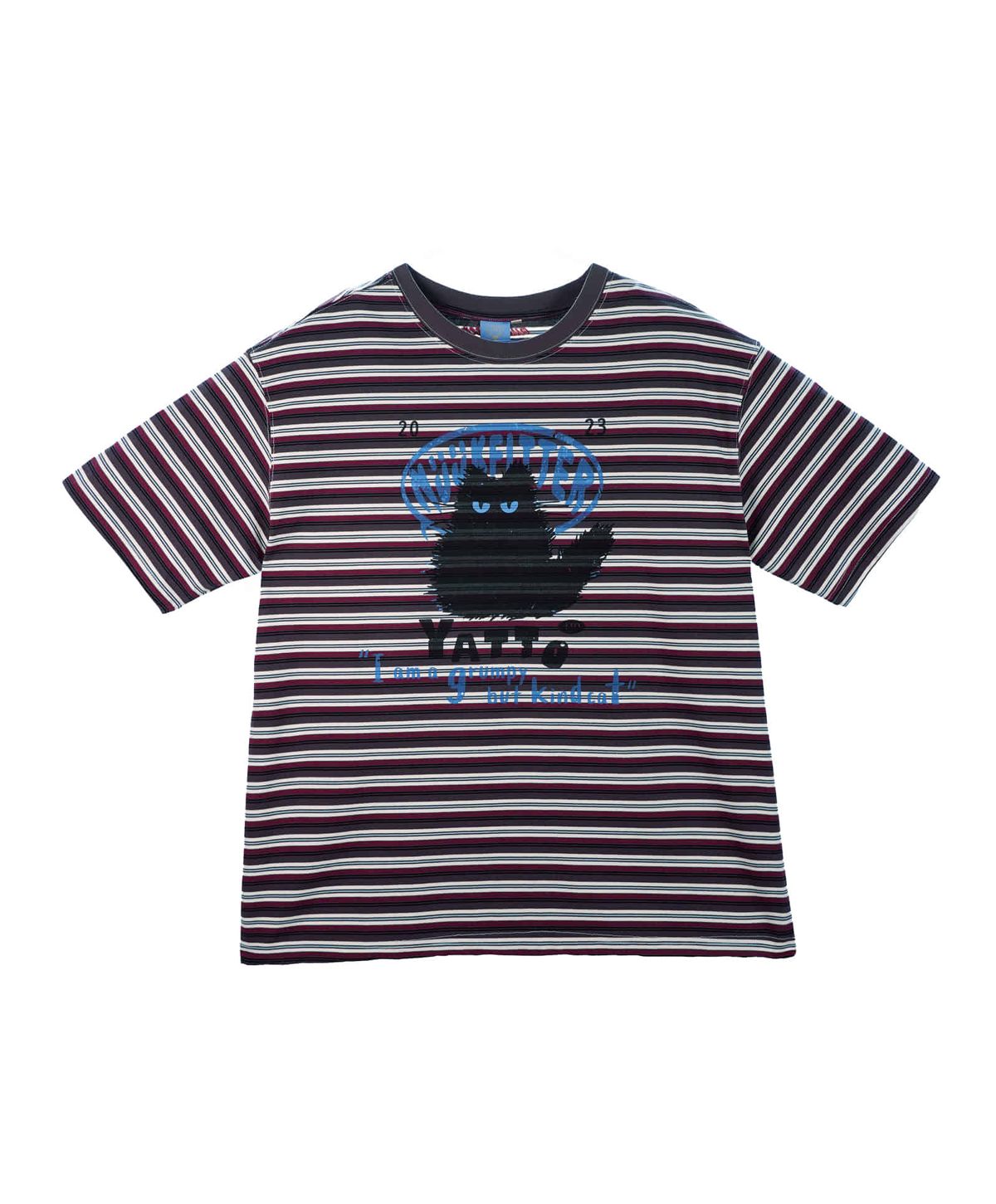 누크피터(NUUKFITTER) YATTO STRIPE T-SHIRT [WINE] 야토 스트라이프 그래픽 티셔츠 와인