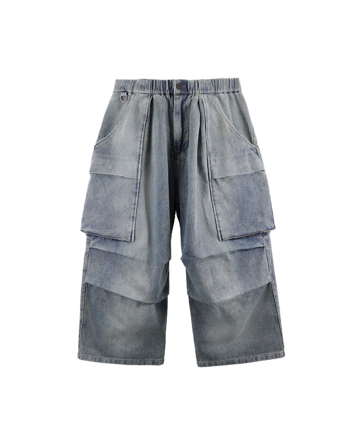 누크피터(NUUKFITTER) WASHED CURVED CROP JEANS [ICE BLUE] 워싱 크롭 데님 팬츠 아이스블루