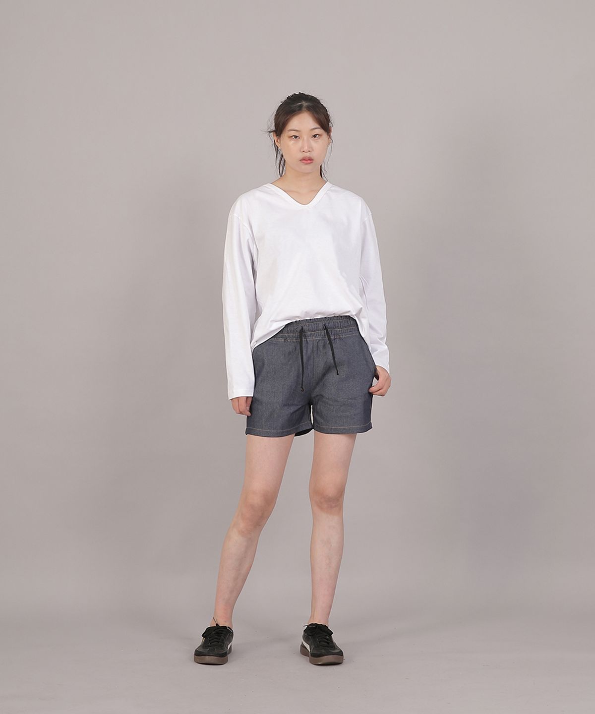 세인트크루(SAINTCREW) 포켓리스 코튼 숏팬츠 CWS-390 데님 라이트인디고