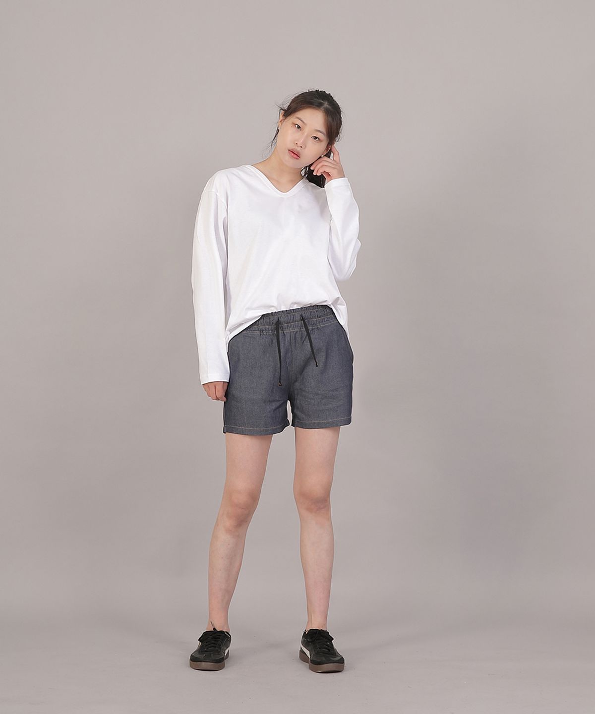 세인트크루(SAINTCREW) 포켓리스 코튼 숏팬츠 CWS-390 데님 라이트인디고