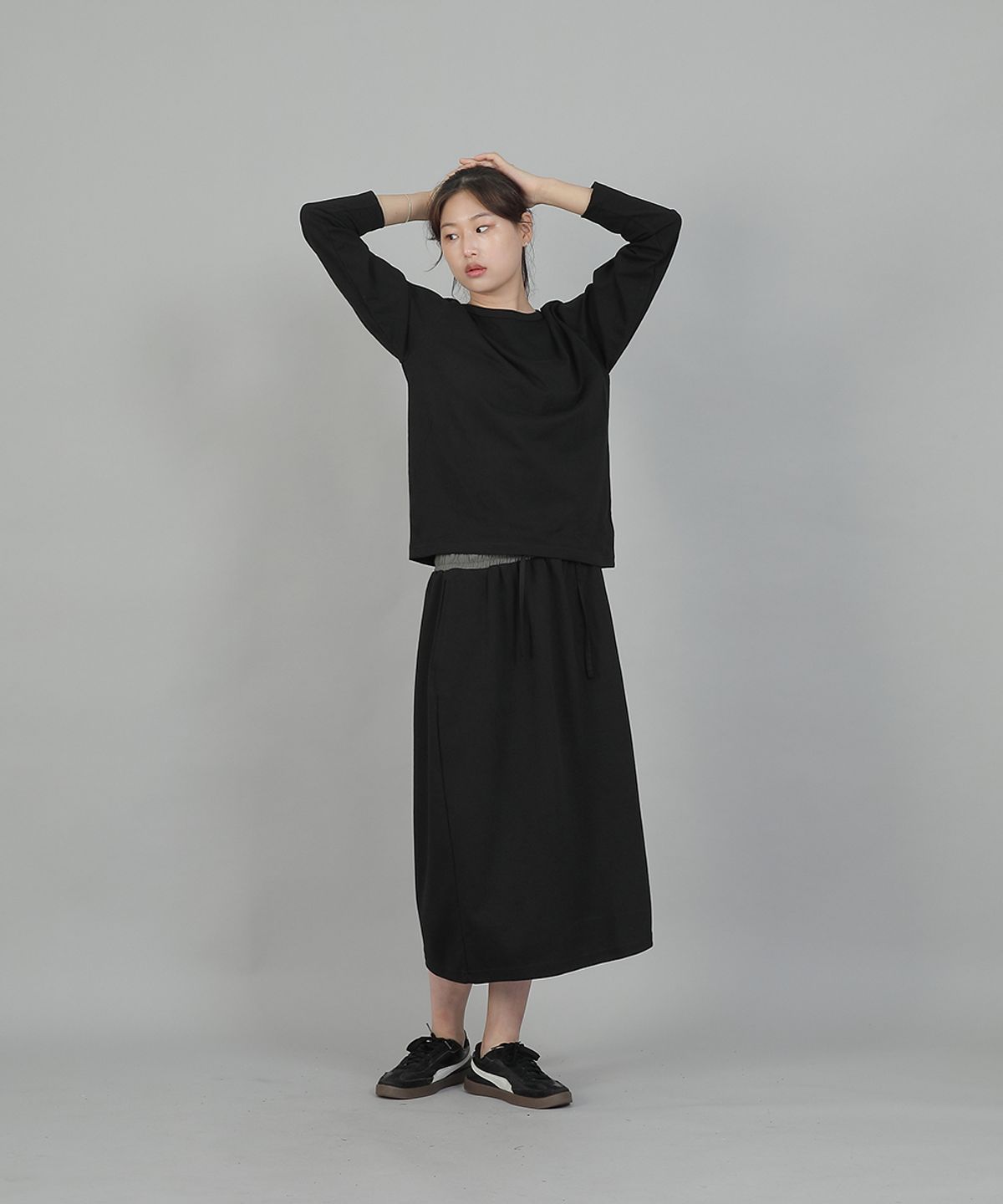 세인트크루(SAINTCREW) 미니멀 소프트 R넥 긴팔티셔츠 MMS-8A14 블랙