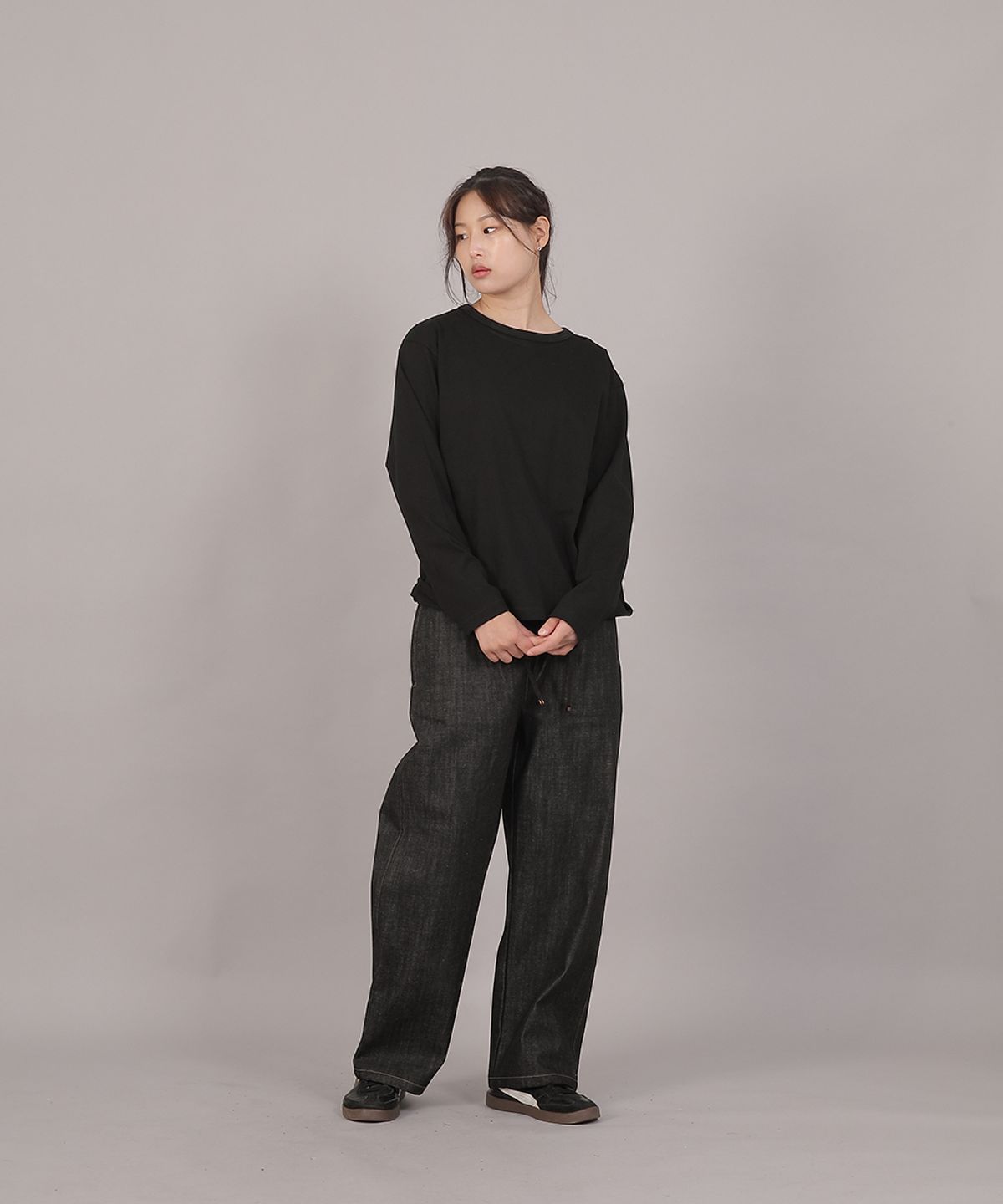 세인트크루(SAINTCREW) 오버핏 소프트 R넥 긴팔티셔츠 RMR-8A18 블랙