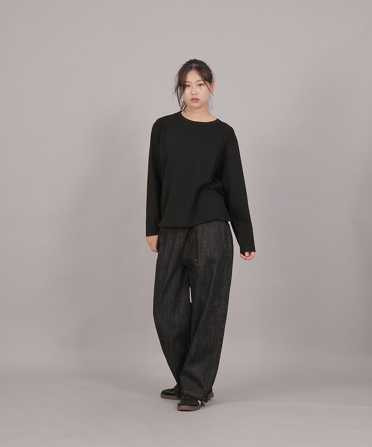 세인트크루(SAINTCREW) 오버핏 소프트 R넥 긴팔티셔츠 RMR-8A18 블랙