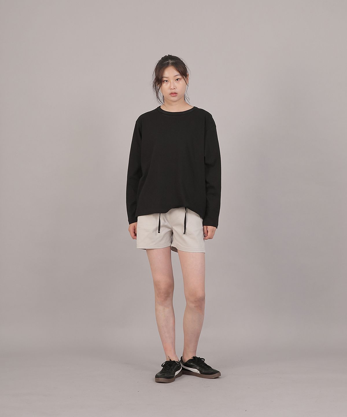 세인트크루(SAINTCREW) 오버핏 소프트 R넥 긴팔티셔츠 RMR-8A18 블랙