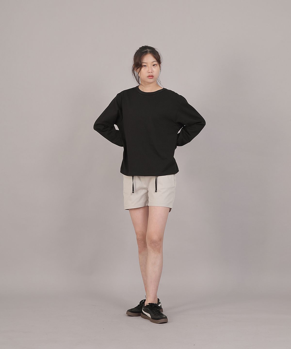 세인트크루(SAINTCREW) 오버핏 소프트 R넥 긴팔티셔츠 RMR-8A18 블랙