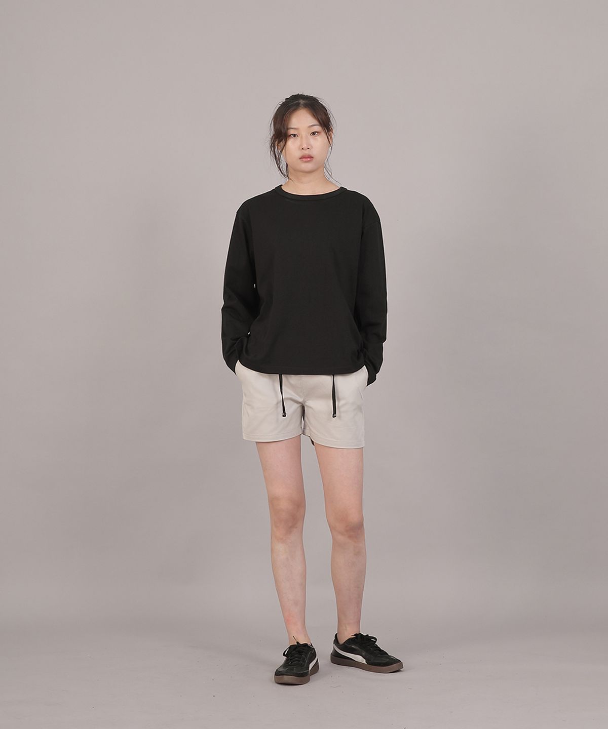 세인트크루(SAINTCREW) 오버핏 소프트 R넥 긴팔티셔츠 RMR-8A18 블랙