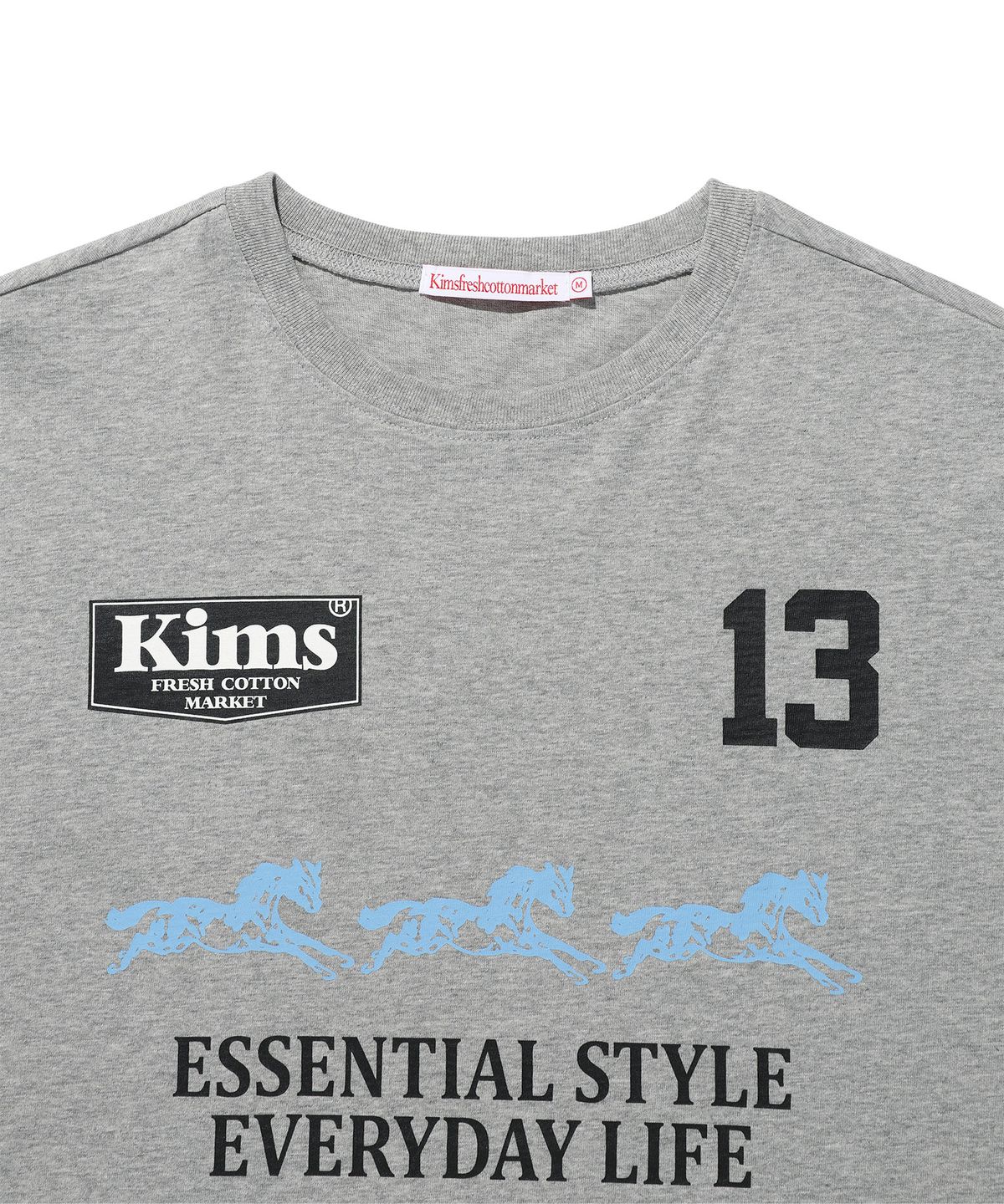 킴스 프레시 코튼 마켓(KIMS FRESH COTTON MARKET) (Unisex) Three Horse Logo LS Tee Grey
