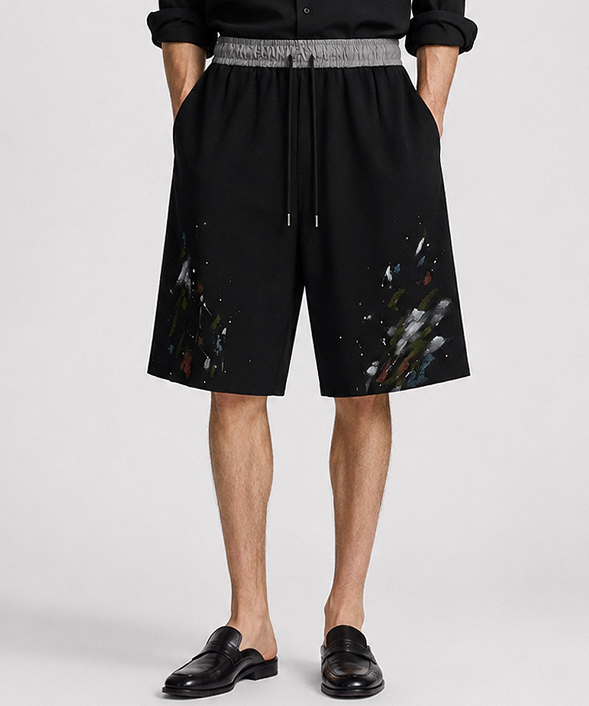 스트라이크(STRIKE) Atelier Painted Cut-Off Shorts (BLACK)
