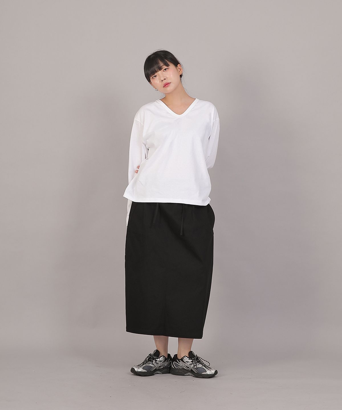 세인트크루(SAINTCREW) 오버핏 소프트 V넥 긴팔티셔츠 CVL-8A20 화이트