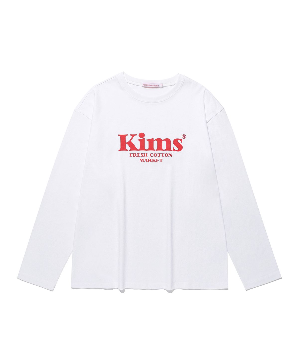 킴스 프레시 코튼 마켓(KIMS FRESH COTTON MARKET) Kims Bam Logo LS Tee White(red)