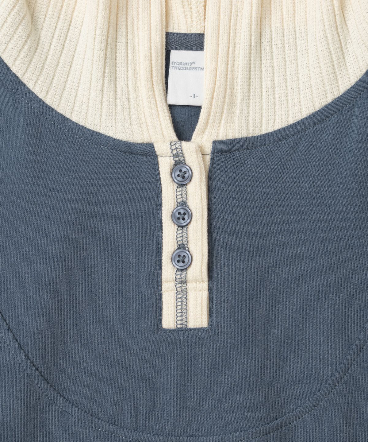 더콜디스트모먼트(THE COLDEST MOMENT) TCM button placket hoodie (blue)