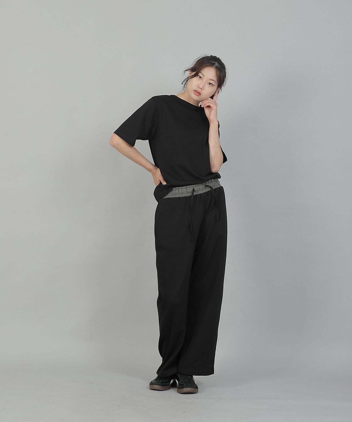 세인트크루(SAINTCREW) 소프트 밴딩 와이드팬츠 ESB-384 그레이블랙