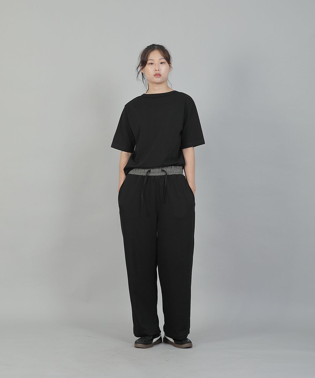 세인트크루(SAINTCREW) 소프트 밴딩 와이드팬츠 ESB-384 그레이블랙