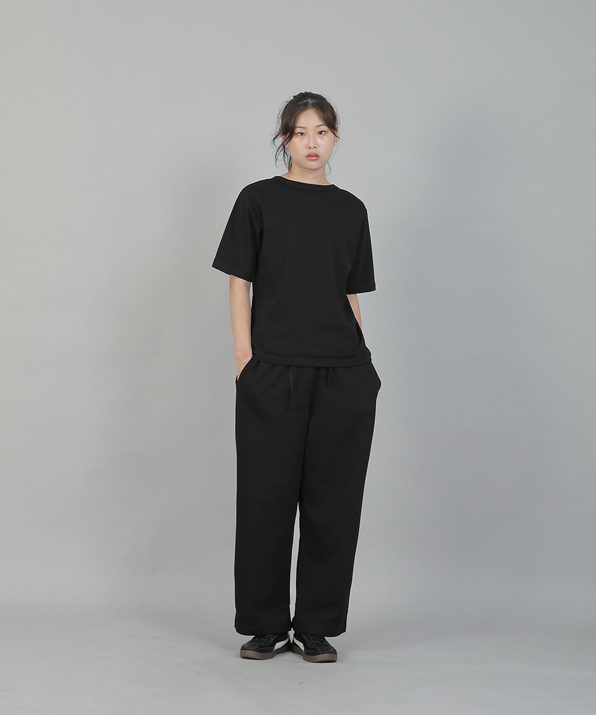 세인트크루(SAINTCREW) 소프트 밴딩 와이드팬츠 ESB-384 그레이블랙