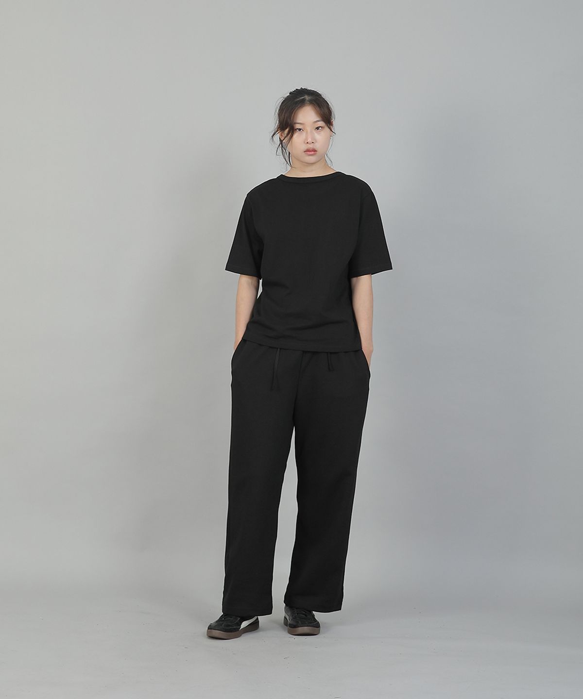 세인트크루(SAINTCREW) 소프트 밴딩 와이드팬츠 ESB-384 그레이블랙