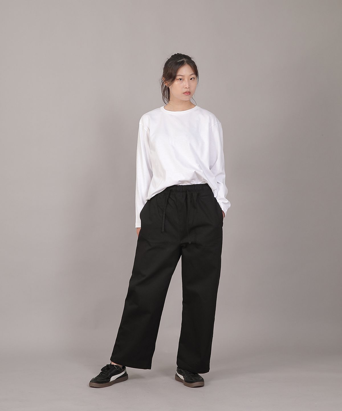 세인트크루(SAINTCREW) 포켓리스 워크 밴딩 와이드팬츠 EWW-385 블랙