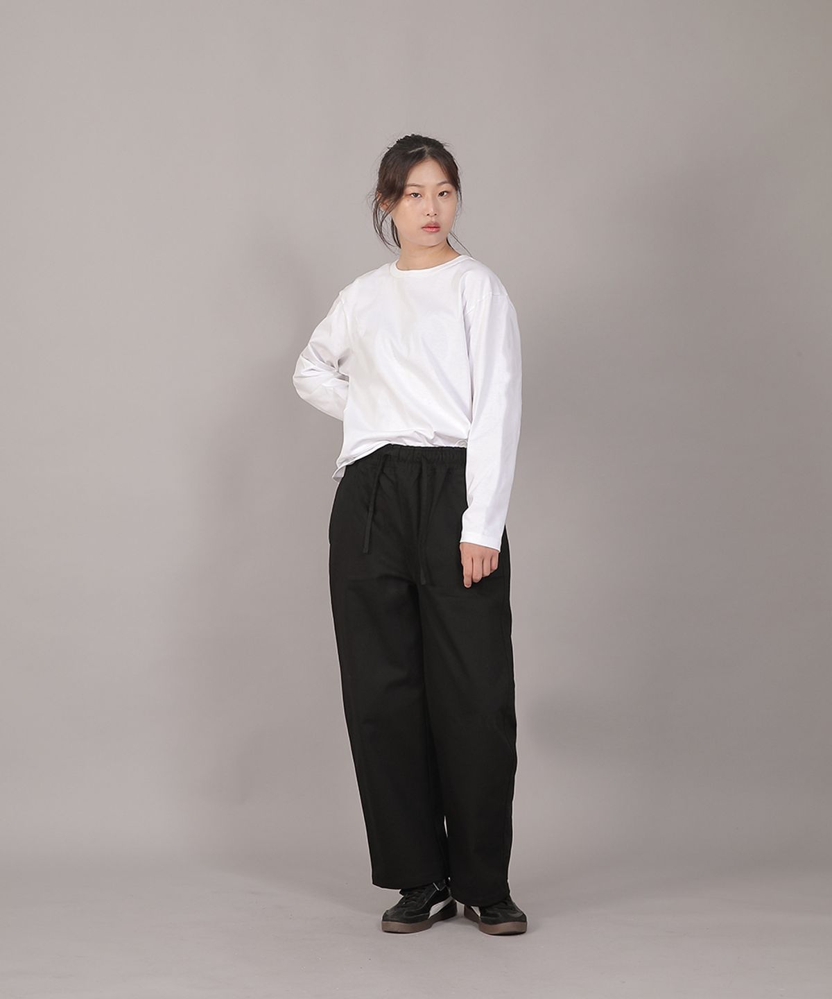 세인트크루(SAINTCREW) 포켓리스 워크 밴딩 와이드팬츠 EWW-385 블랙