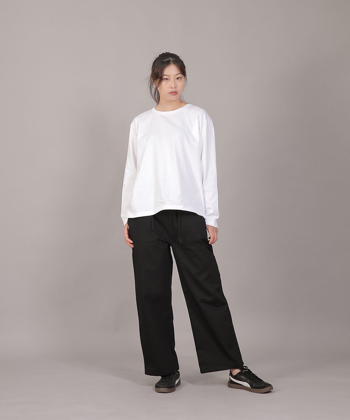 세인트크루(SAINTCREW) 포켓리스 워크 밴딩 와이드팬츠 EWW-385 블랙