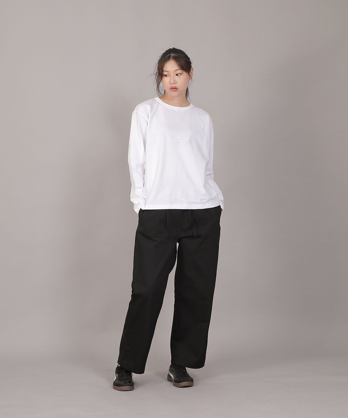 세인트크루(SAINTCREW) 포켓리스 워크 밴딩 와이드팬츠 EWW-385 블랙