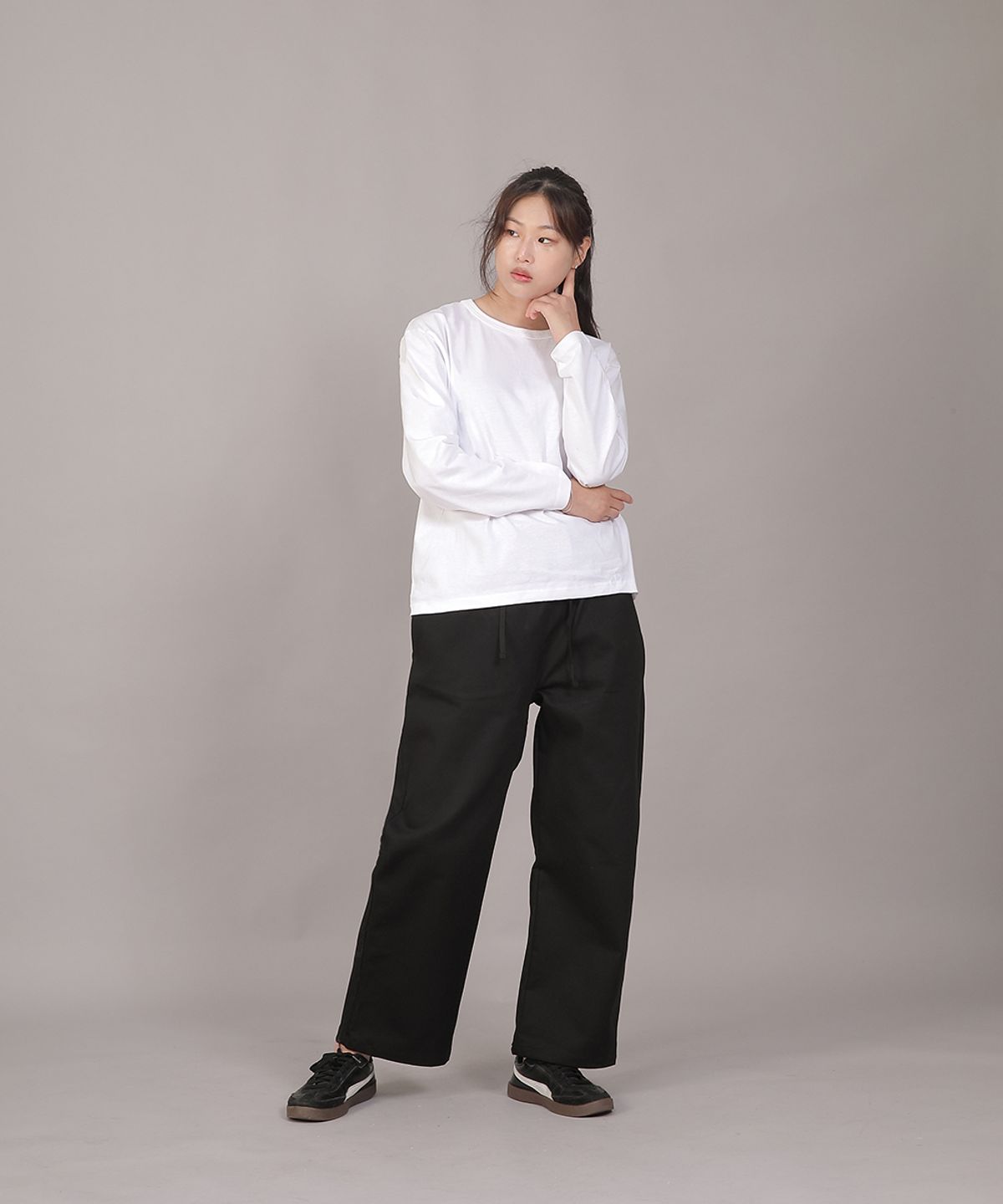 세인트크루(SAINTCREW) 포켓리스 워크 밴딩 와이드팬츠 EWW-385 블랙
