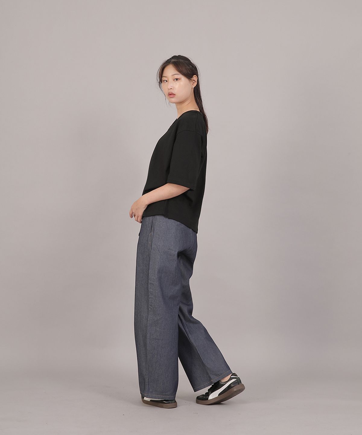 세인트크루(SAINTCREW) 포켓리스 워크 밴딩 와이드팬츠 EWW-385 데님 라이트인디고