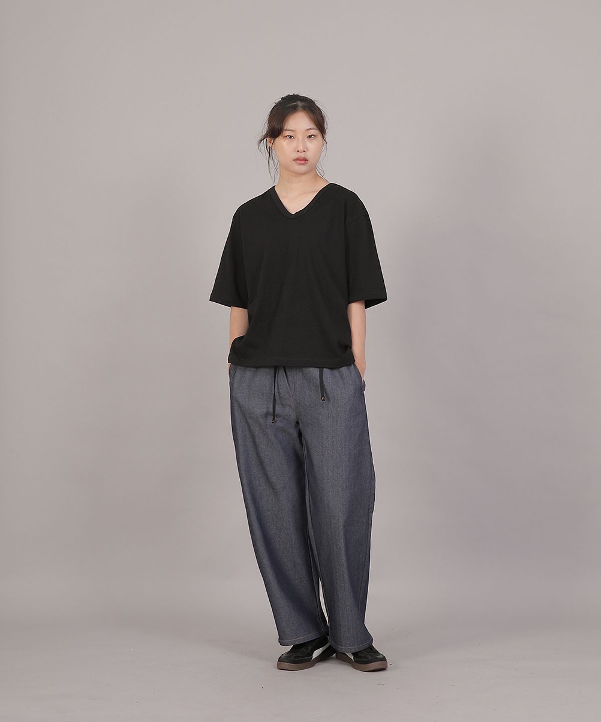 세인트크루(SAINTCREW) 포켓리스 워크 밴딩 와이드팬츠 EWW-385 데님 라이트인디고