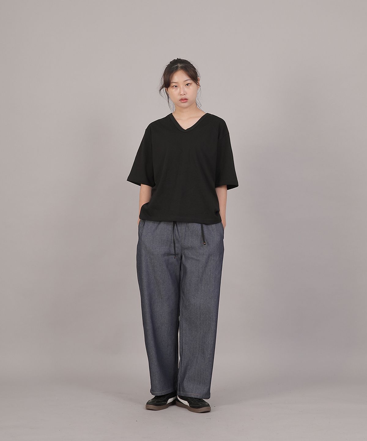 세인트크루(SAINTCREW) 포켓리스 워크 밴딩 와이드팬츠 EWW-385 데님 라이트인디고