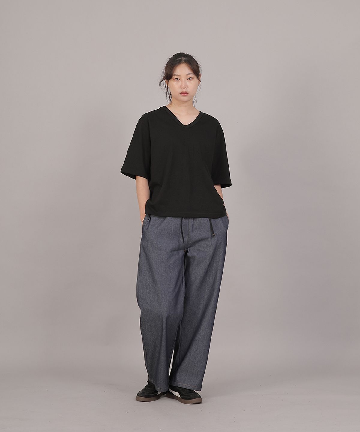세인트크루(SAINTCREW) 포켓리스 워크 밴딩 와이드팬츠 EWW-385 데님 라이트인디고