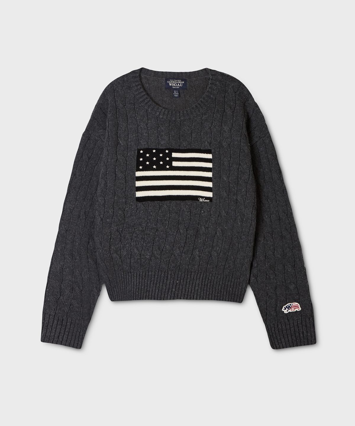 후아유(WHO.A.U) USA American Flag Cable Pullover(F) / WHKAG4925F