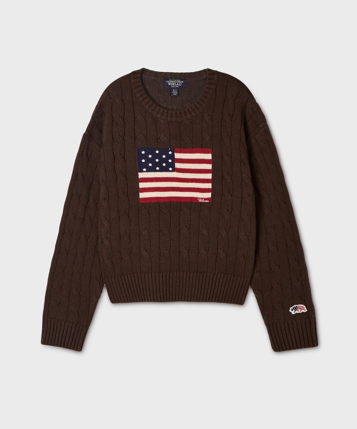 후아유(WHO.A.U) USA American Flag Cable Pullover(F) / WHKAG4925F