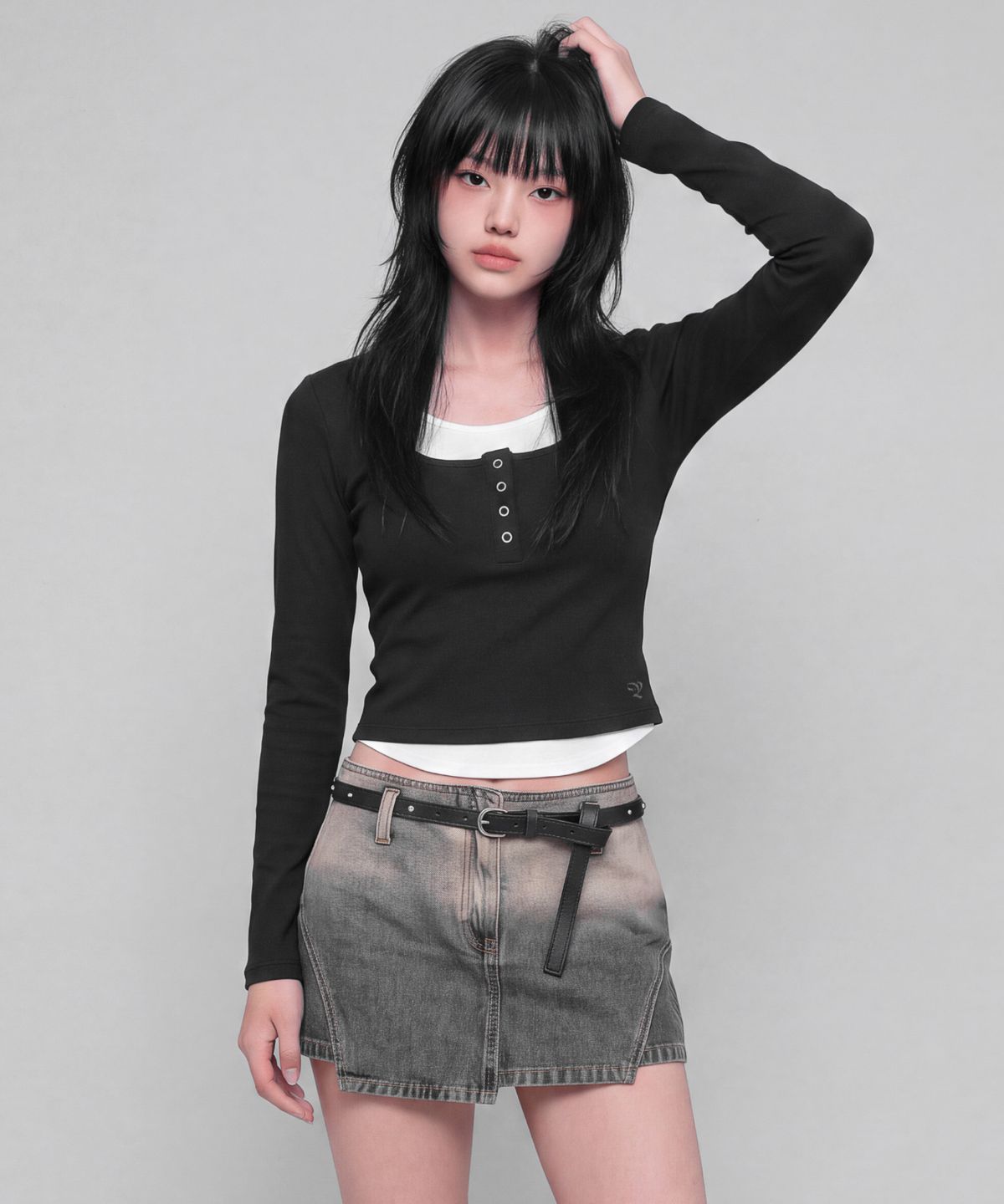 버던트(VERDNT) 레이어드 헨리넥 롱 슬리브 [블랙]