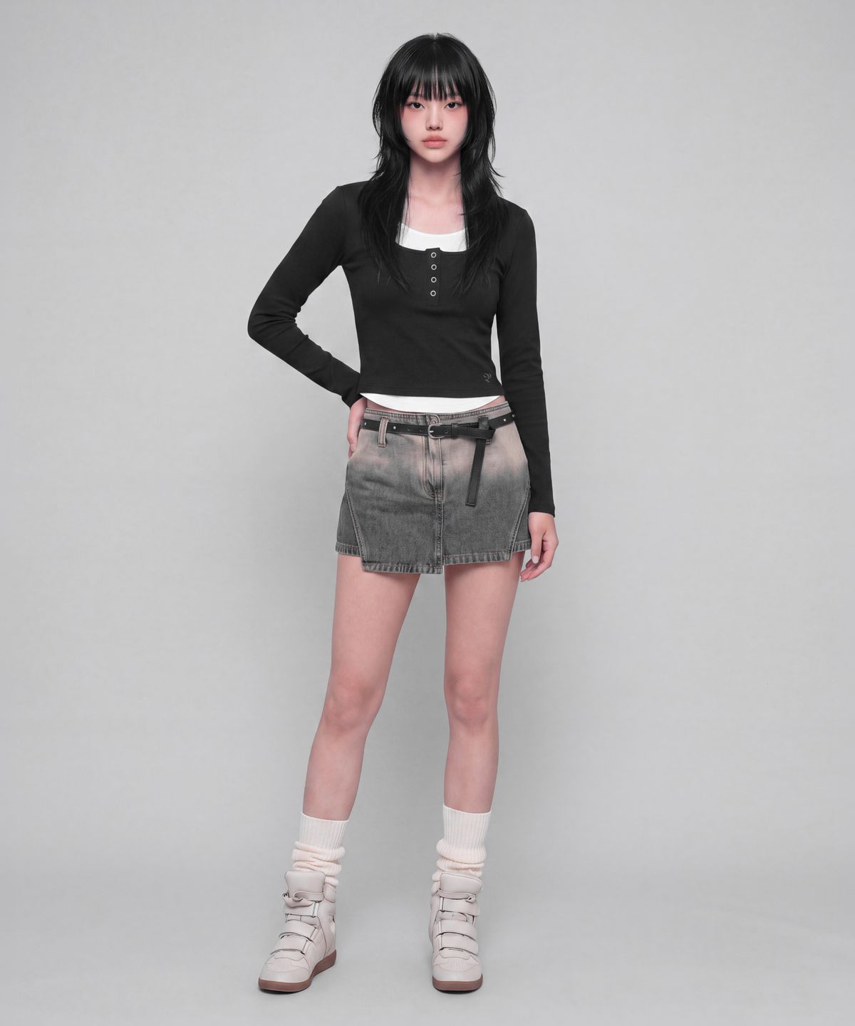 버던트(VERDNT) 레이어드 헨리넥 롱 슬리브 [블랙]