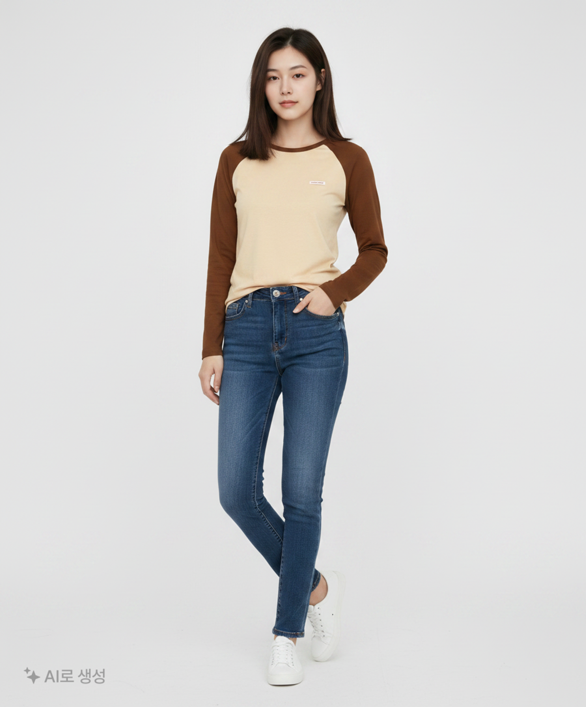 마리끌레르(MARIE CLAIRE) 나그랑 라벨 롱슬리브 티셔츠(MAFCTS02NBE) 38